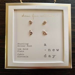 Gold Plated/Sterling Silver Poset Earring Set!
